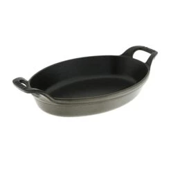Staub Oval Roasting Dish, 9 1/2" X 6 3/4", 1QT, Black Matte